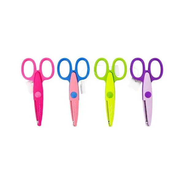 Tijera escolar formas 13.2 cm x unidad colores surtidos
