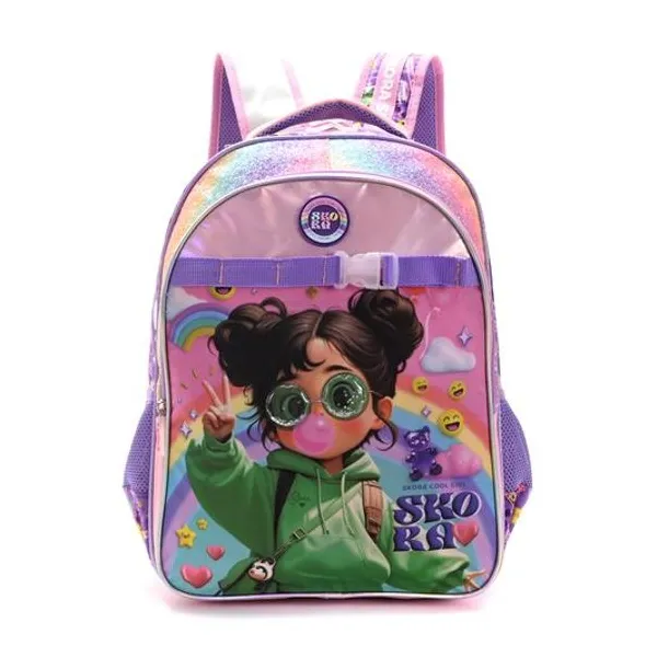 Mochila 18" espalda nenas cool hoodie verde Skora