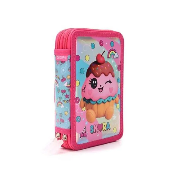 Cartuchera 2 pisos kawaii muffin 20x14x5.5 cm Skora