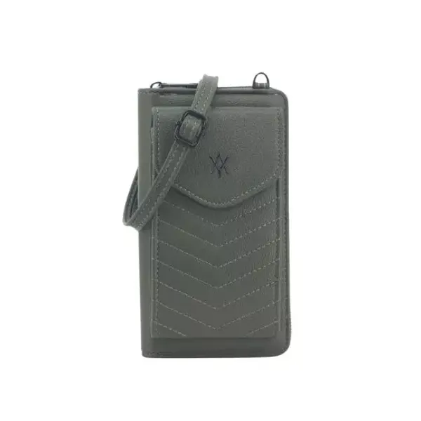 Bandolera portacelular amayra eco cuero verde militar