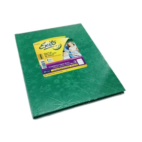 Cuaderno tapa dura Éxito 3 forr.19x23,5 x48 hs.ray.verde