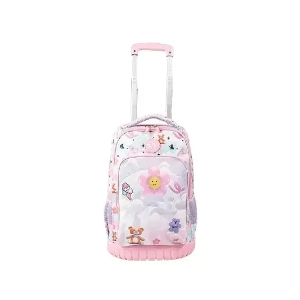 Mochila con carro 18.5" elf n.° 6468b ositos rosa