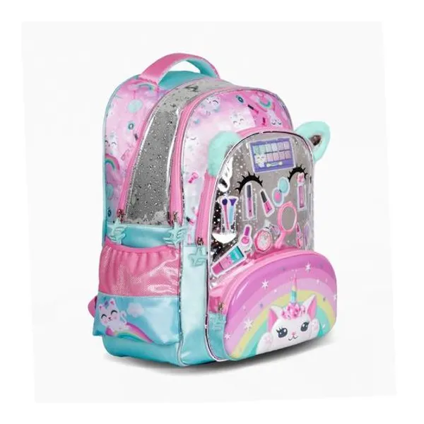 Mochila 18" espalda make up con luz led x unidad colores surtidos footy