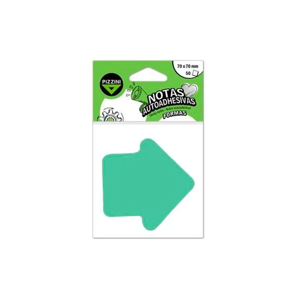 Notas autoadhesivas 70x70 mm flecha verde 50h naflechax