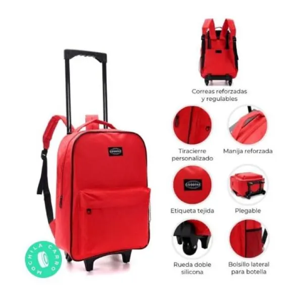 Mochila carro goodpak rojo 43 x30 x17 cm 17 " con tiras
