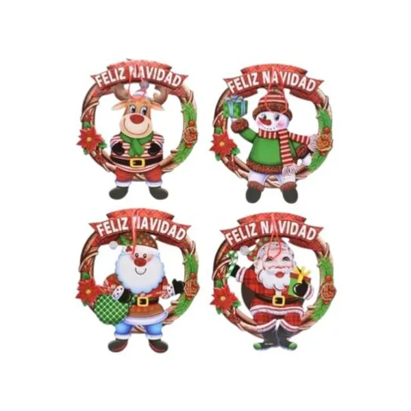 Cartel papá noel feliz navidad 34 cm x1 modelos surtidos
