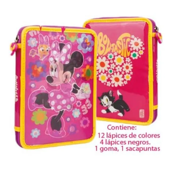 Cartuchera pvc minnie 1 piso incluye útiles