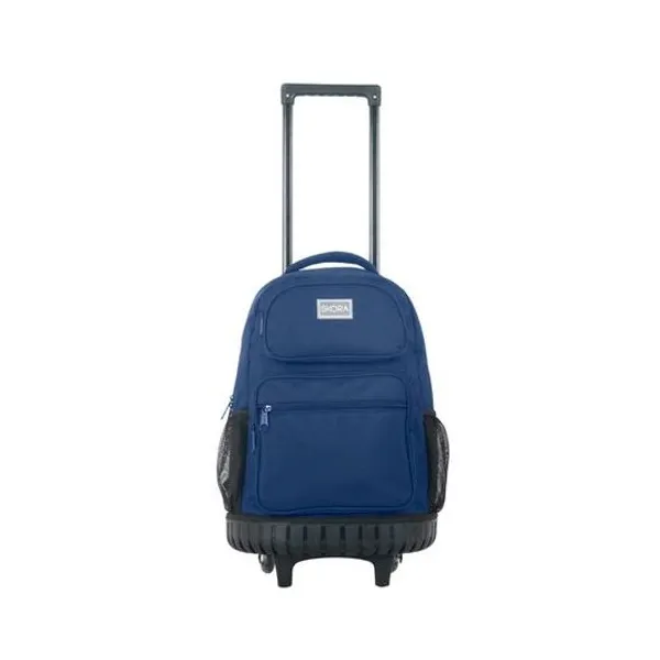 Mochila 18" con carro lisa azul Skora