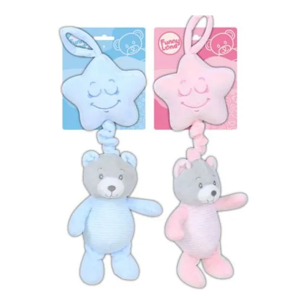 Cunero musical de plush oso rosa/celeste 18 cm 6/72