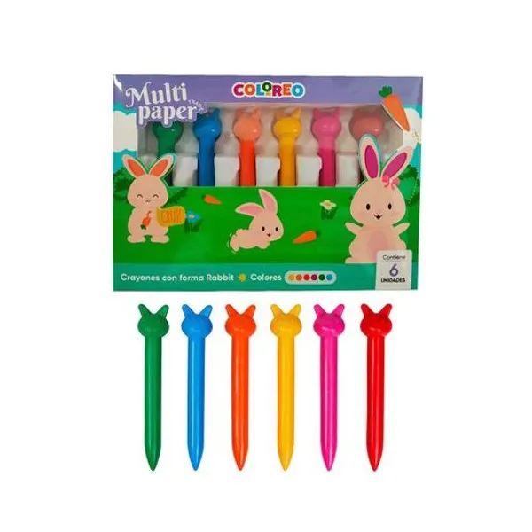 Crayón jumbo con forma conejo caja x6 multipaper - cra
