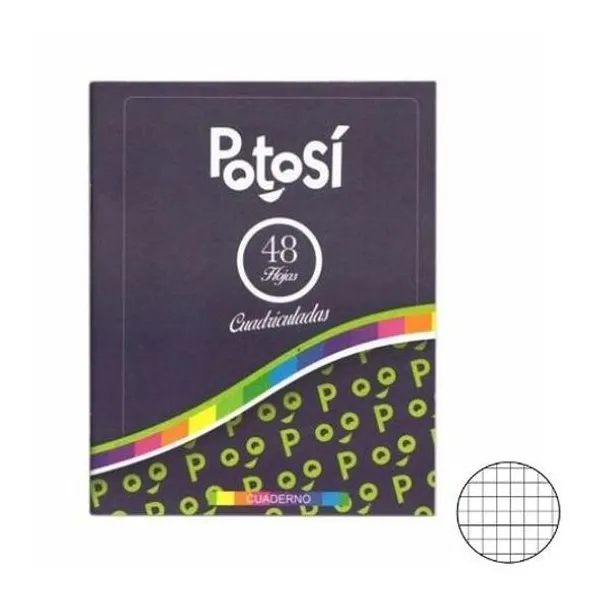 Cuaderno 16x21 cm cuadriculado 48 hojas tapa flexible fantasia potosi