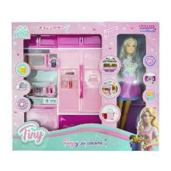 Muñeca Tiny y su cocina con luz y sonido 39 35 cm