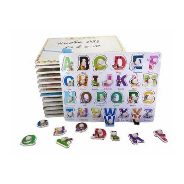 Abecedario encastrable de madera, para aprender jugando.