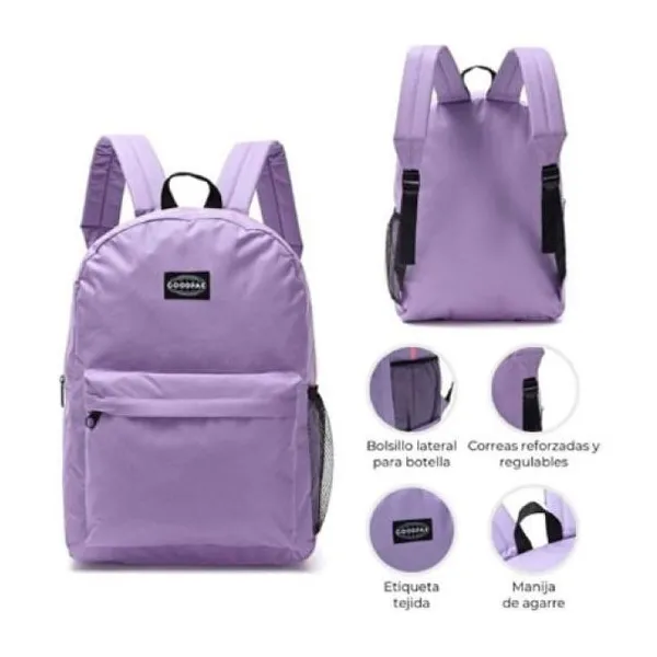 Mochila cierre contra tono lila 43 x30 x17 cm 17 pulgadas