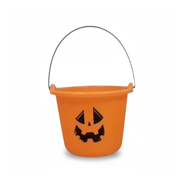 Balde calabaza halloween con luz led 17x14 cm x1