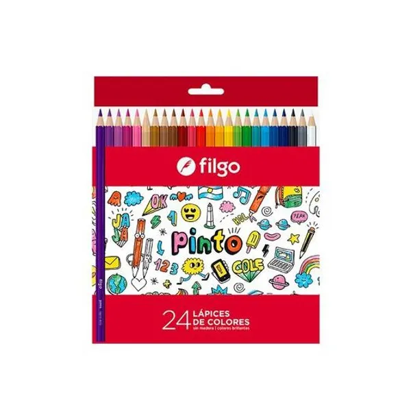 Lápiz de color largo de resina Pinto caja x24 Filgo - pn