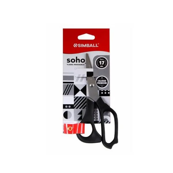Tijera de acero soho negra 17 cm blister x unidad Simball