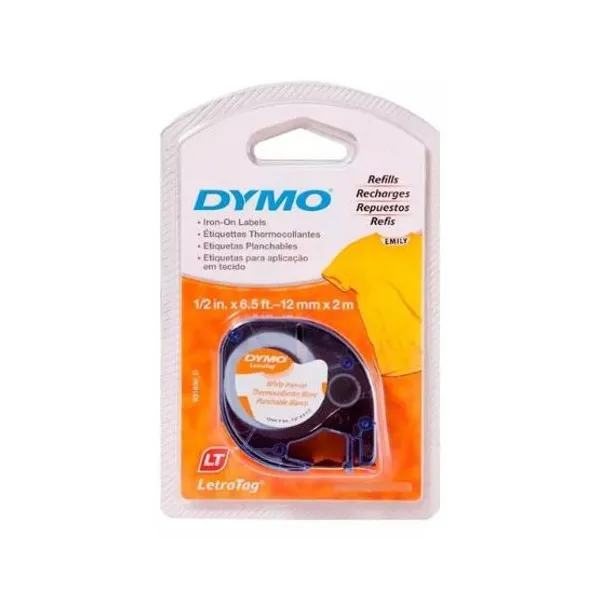 Etiquetas para rotuladora dymo letratag planchable 12 mmx 2 mts