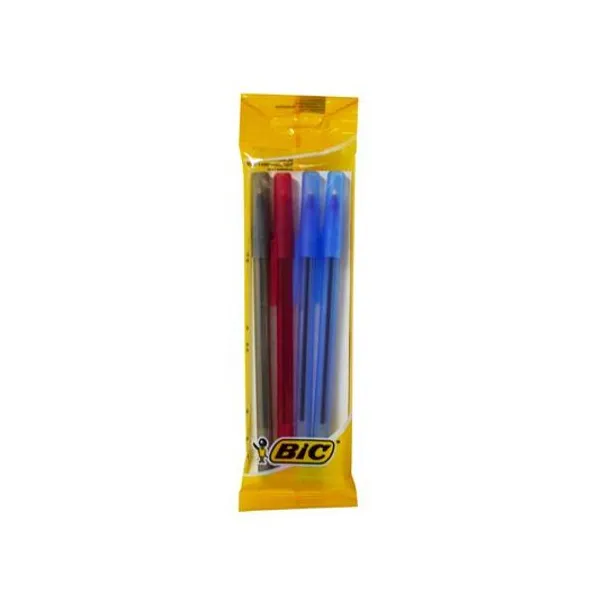 Bolígrafo round stic 1.0 mm surtido bolsa x4 BIC