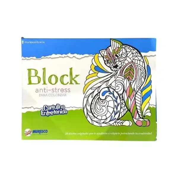 Block de dibujo Muresco cart.entretenida 20 hjs.anti stress