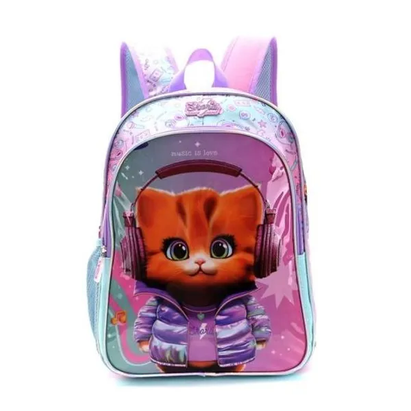 Mochila 16" espalda gatita colo con llavero Skora