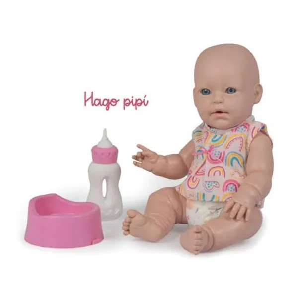 Emi hago pipi con pelela 36 cm ojos abiertos,pañal,mamadera y pelela