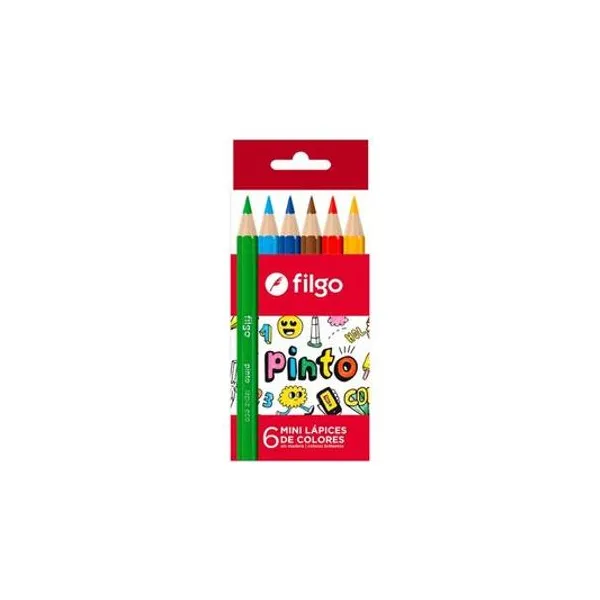 Lápiz de color corto de resina Pinto caja x6 Filgo - pn