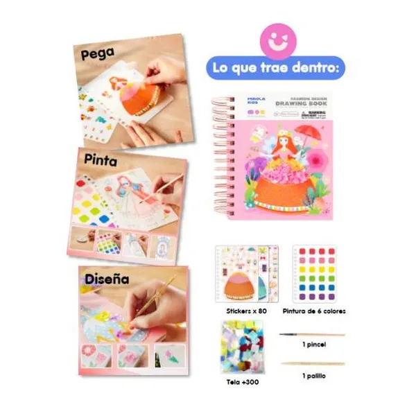 Jarmelo - libro de dibujo con accesorios princesas fashion