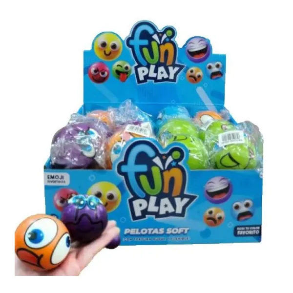 Pelotas soft emoji 3,5 pulgadas fun play 24 pzas/display 26 x20 x14 cm