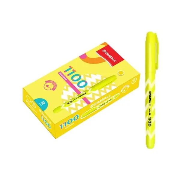 Resaltador fino redondo 1100 amarillo caja x12 unidades Simball