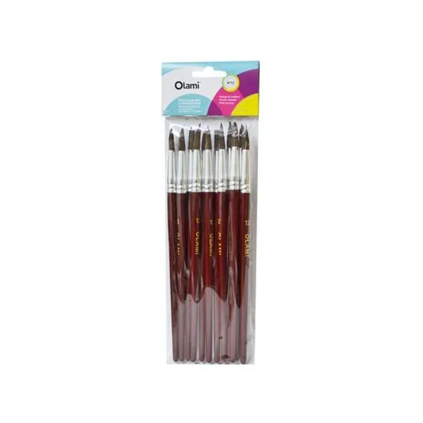 Pincel escolar n.° 12 redondo pony x12 unidades olami