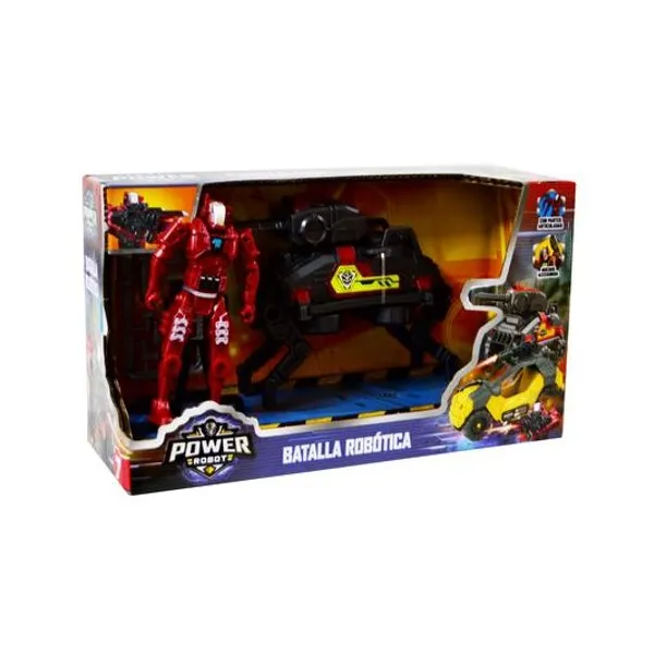 Set robot con vehiculo y accesorios en caja 24x14x6 cm