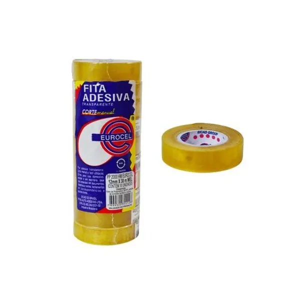 Cinta adhesiva pp mel 12mmx30 mts tubo x10 unidades eurocel