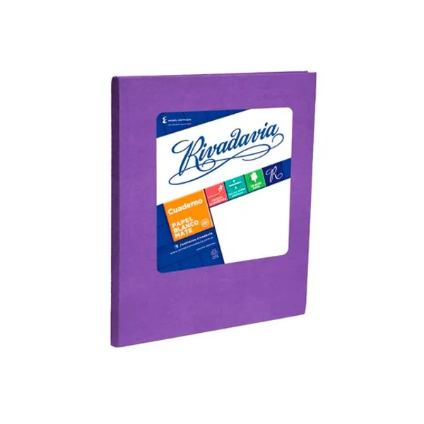 Cuaderno tapa dura Rivadavia forr. x50 hs.ray. lila