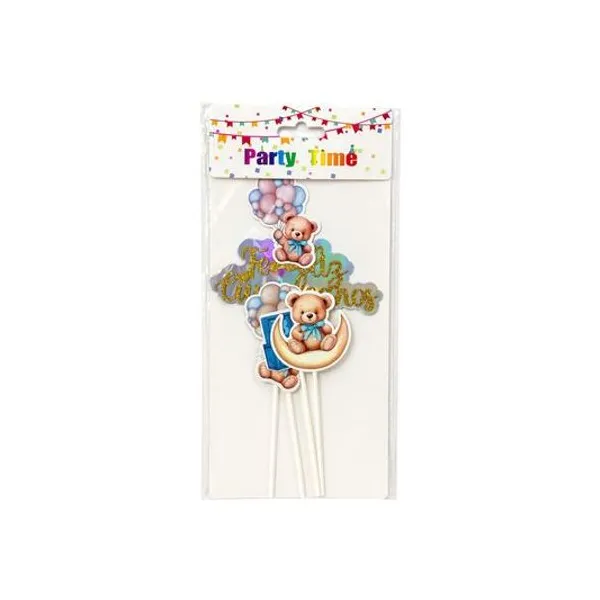 Set de adornos cake topper cumpleaños 19 cm x4 unidades