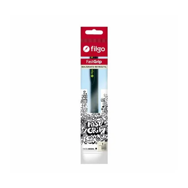 Bolígrafo retractil 1 mm fastgrip en blister x1 Filgo - f