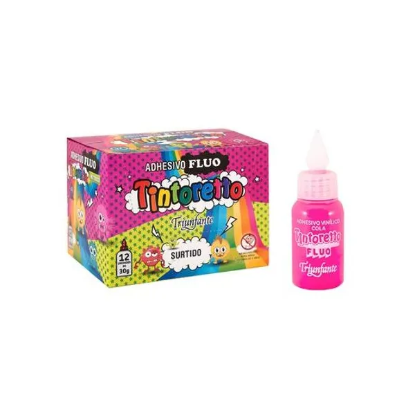 Adhesivo vinílico fluo 30 g caja x12 unidades tintor