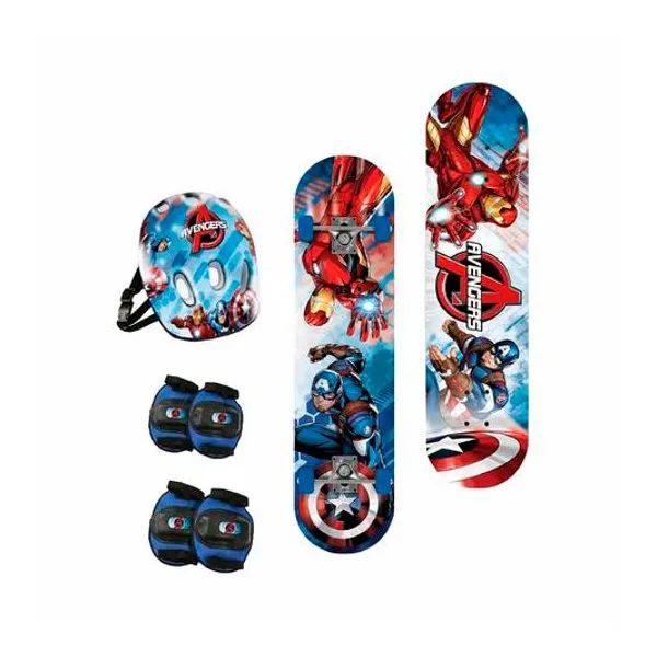 Skate con set de proteccion 6pzs avenger 79x20 cm