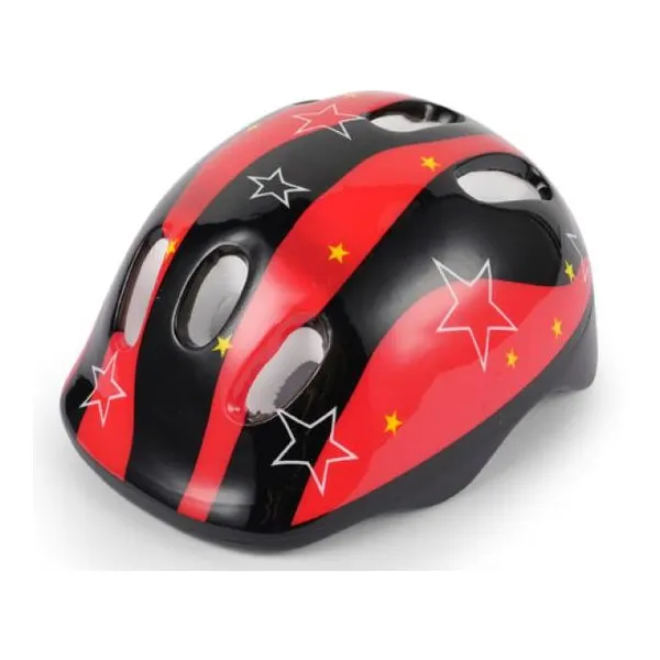 Casco rojo para patinar.