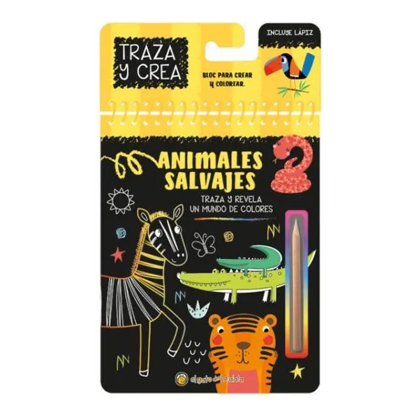 Traza y crea- animales salvajes 15 19 cm