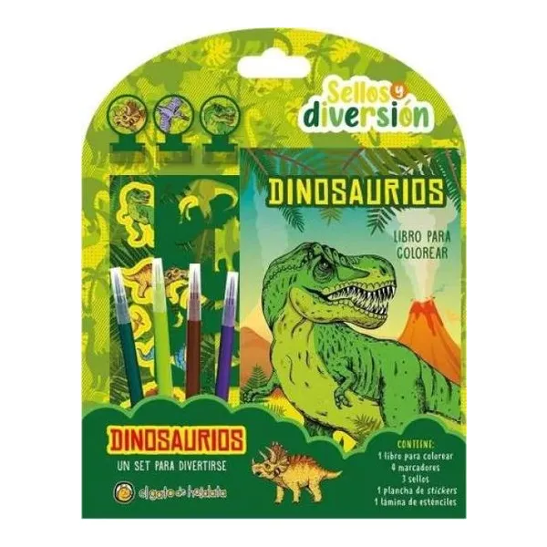 Sellos y diversión: dinosaurios- libro para colorear