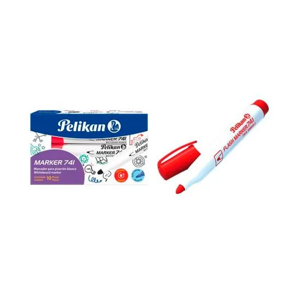 Marcador para pizarra marker 741 rojo x10 Pelikan