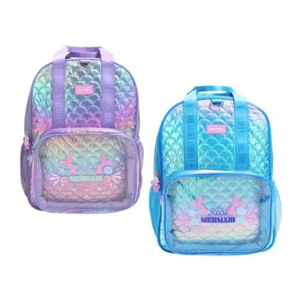 Mochila de 16" espalda matellaseada, con bolsillo cristal con estampa