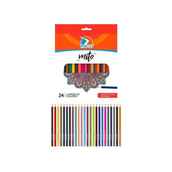 Lápiz de color mito largo caja x24 unidades Ezco