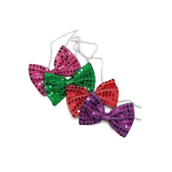Moño lentejuelas con led 12.5x8.5 cm x unidad colores surtidos