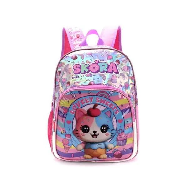 Mochila 16" espalda gatito helado con llavero Skora