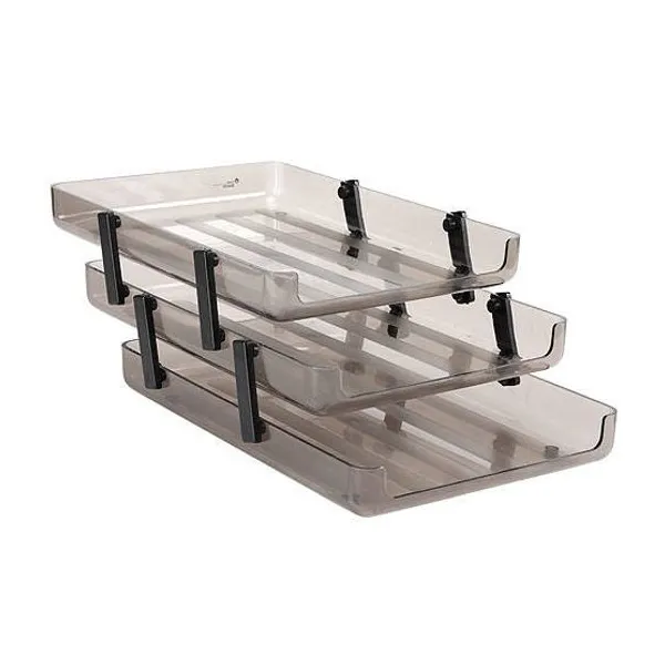 Bandeja papelera Pizzini oficio con bisagra 3 pisos humo