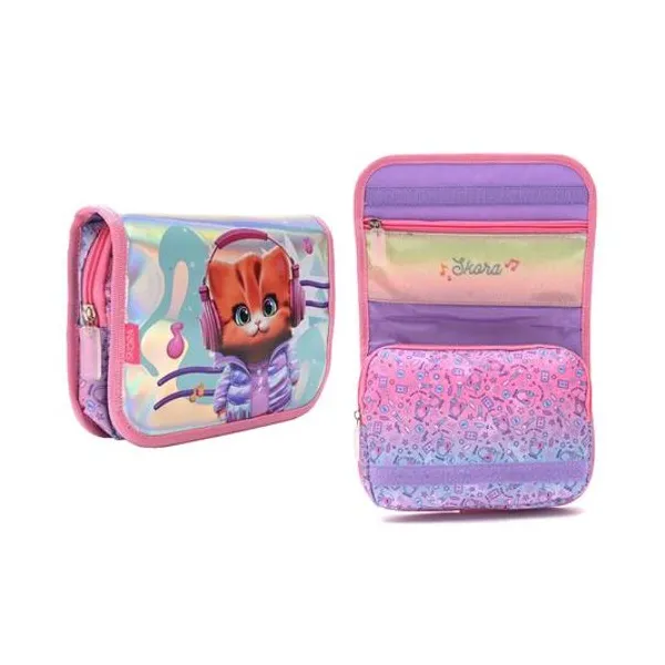Cartuchera desplegable pets flama 23x16 cm Skora
