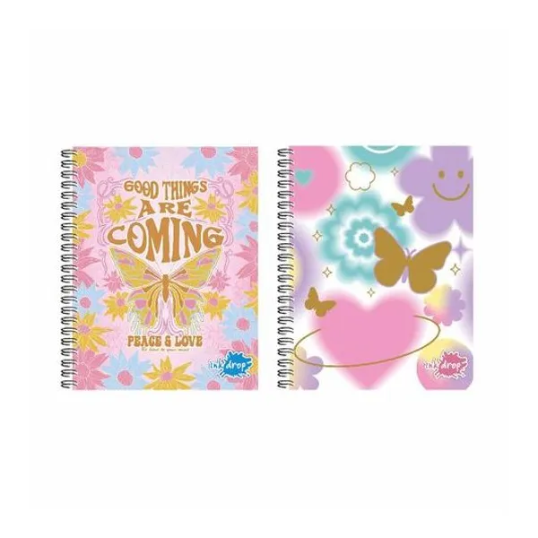 Cuaderno 16x21 cm rayado 80 hojas semi rigido con espiral aura x1 modelos surtidos inkdrop