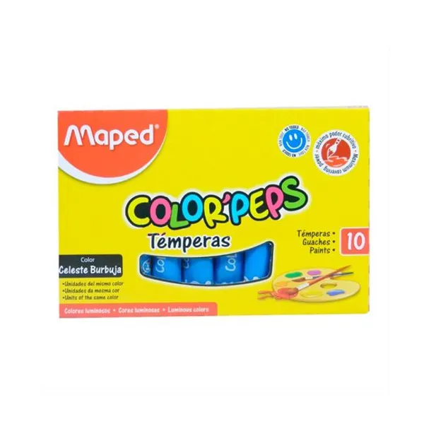 Témpera Maped est.x 10 col.celeste burbuja